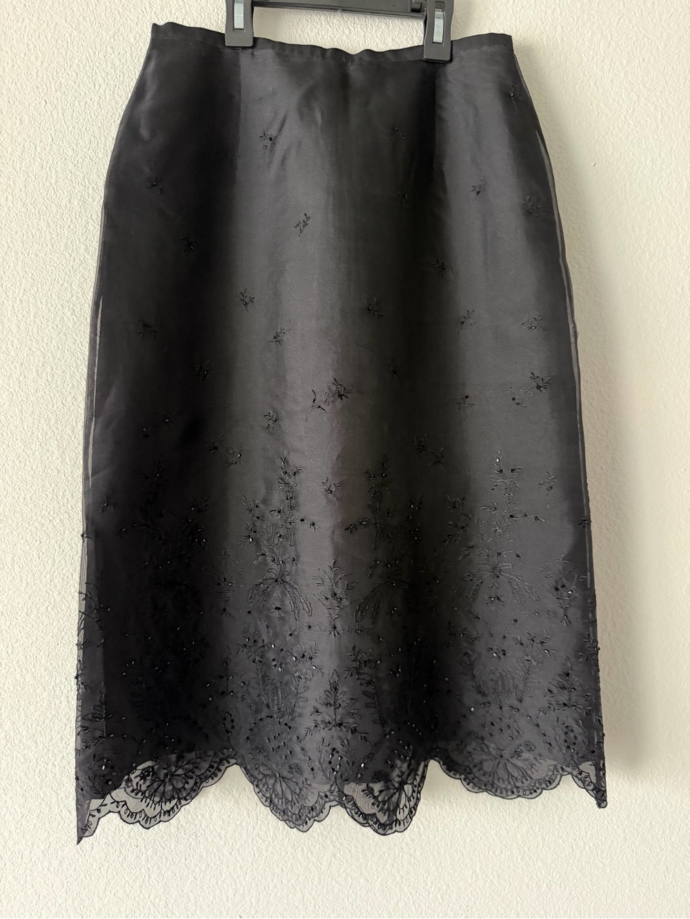 Ann Taylor Petites Silk Beaded Skirt NWT 2P Black Office Gothic Romantic Vintage